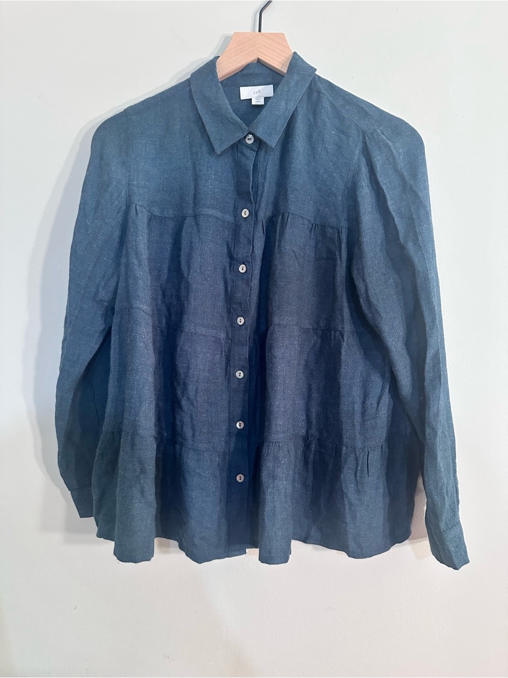 J. Jill Women's Petite Blue Button-Up Blouse
